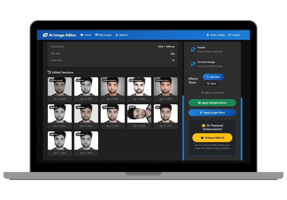 Smart AI Image Editor with Django – Edit, Enhance & Export in Seconds