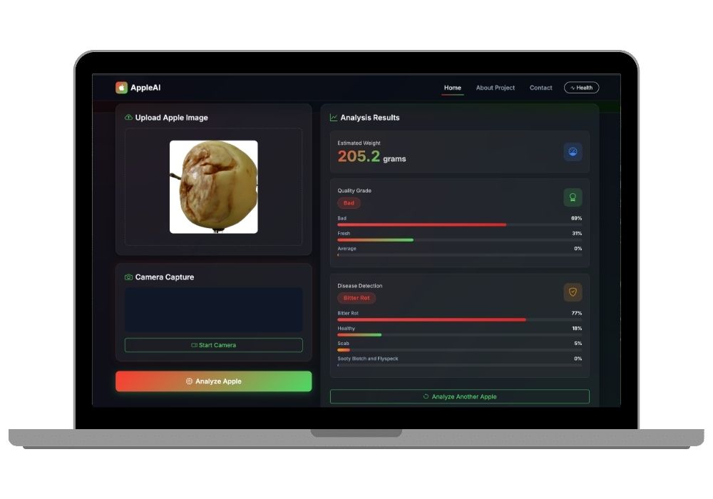 AI-Powered Apple Weight Estimation and Quality Grading System with Disease Detection