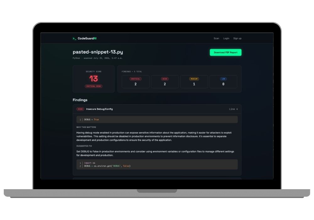 CodeGuard AI — Django Code Vulnerability Scanner with ML Severity Scoring | Final Year Project with Source Code