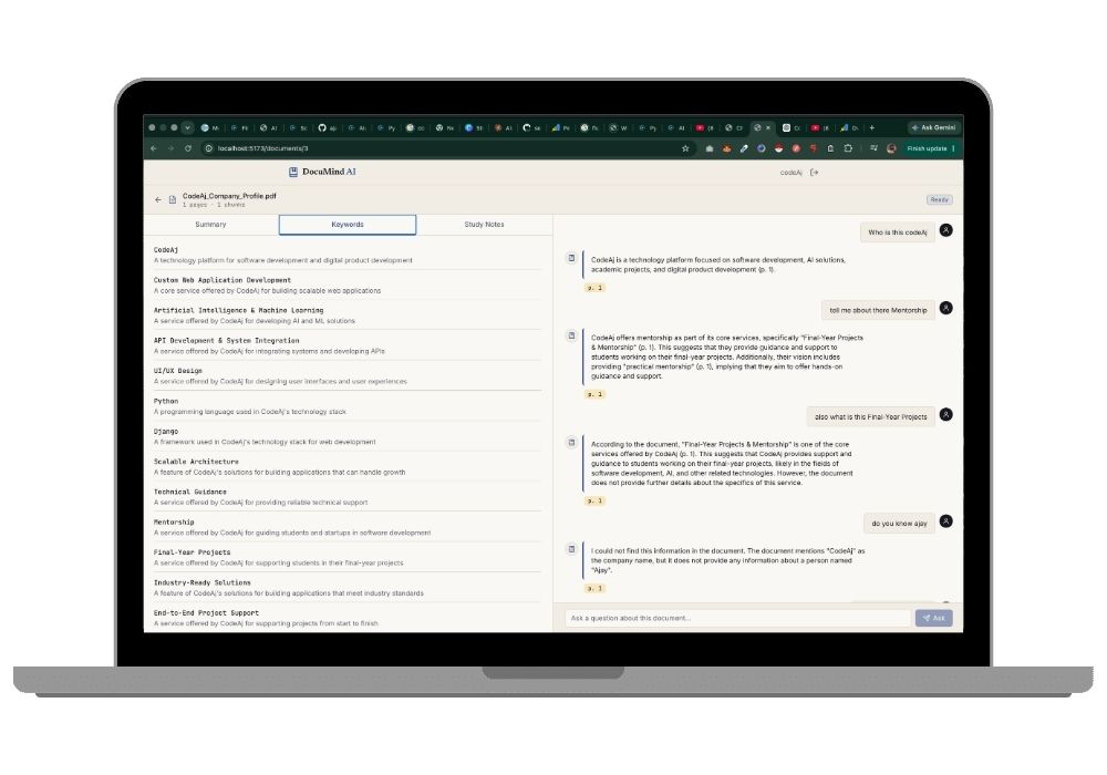 DocuMind AI — Chat With Any PDF | RAG-Based Python Final Year Project With Source Code
