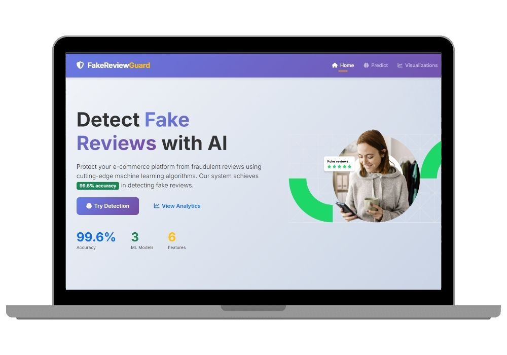 AI-Powered Fake Review Detection System - Advanced Machine Learning Final Year Project with 99.6% Accuracy