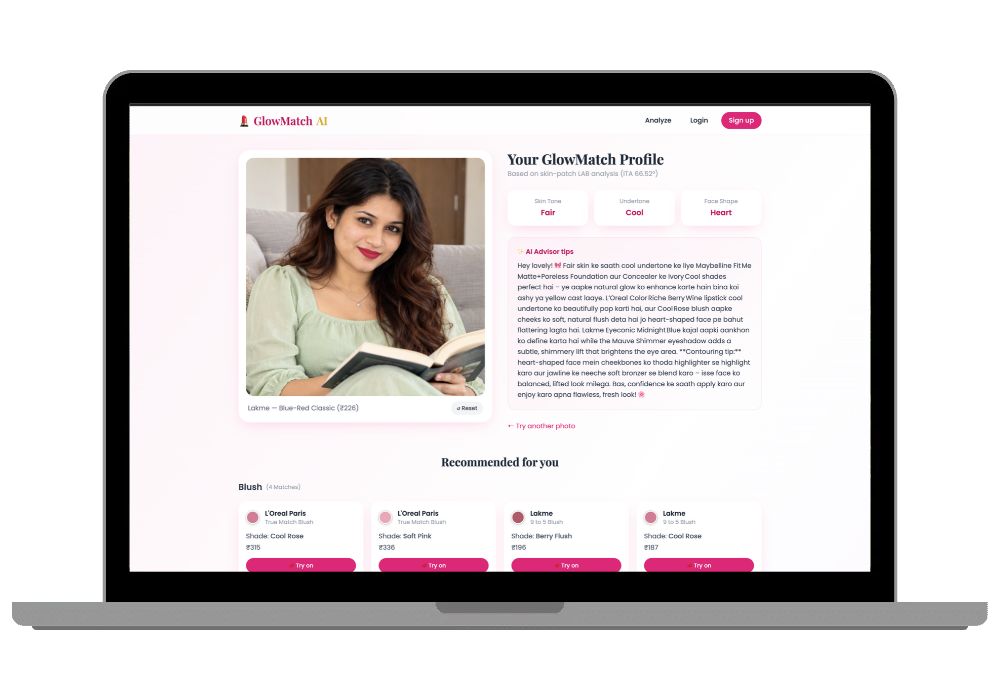 GlowMatch AI - Makeup Recommendation System Using Face Analysis (Django + MediaPipe Final Year Project)