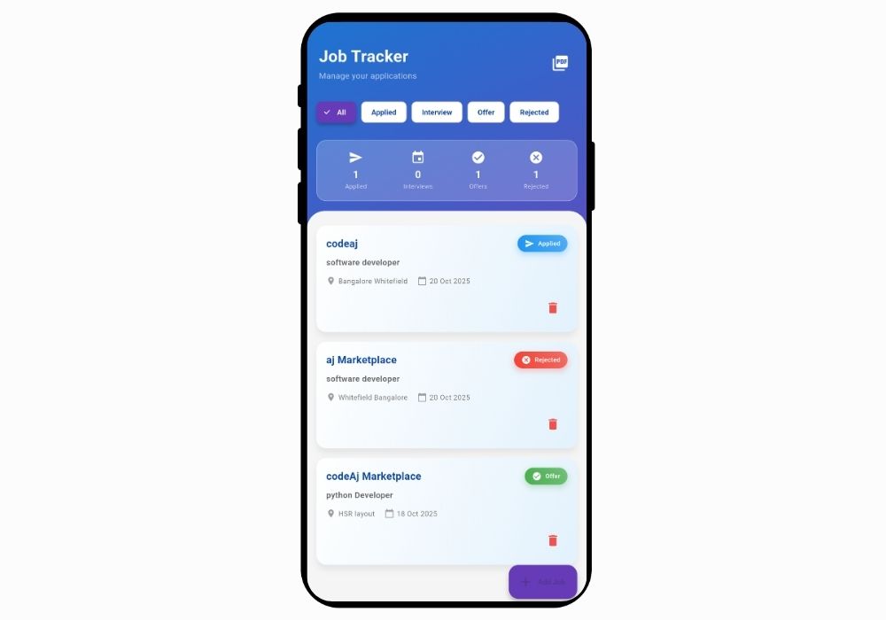 Smart Internship & Job Application Tracker – Flutter Mobile App for Students & Job Seekers