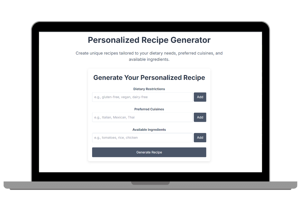 Personalized Recipe Generator Web Application