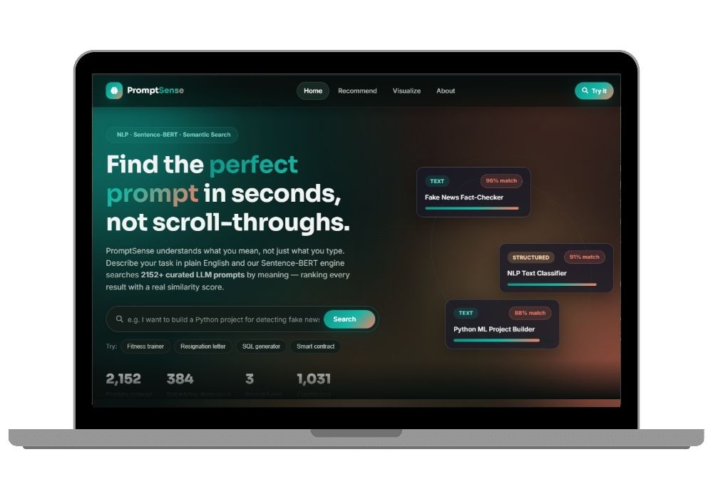PromptSense - AI Prompt Recommendation & Semantic Search System | Python Final Year Project with Source Code