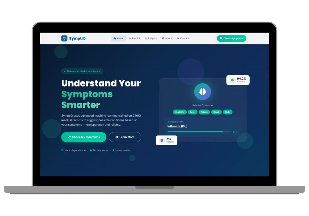 SymptIQ — AI Disease Prediction Using Symptoms | Django Final Year Project