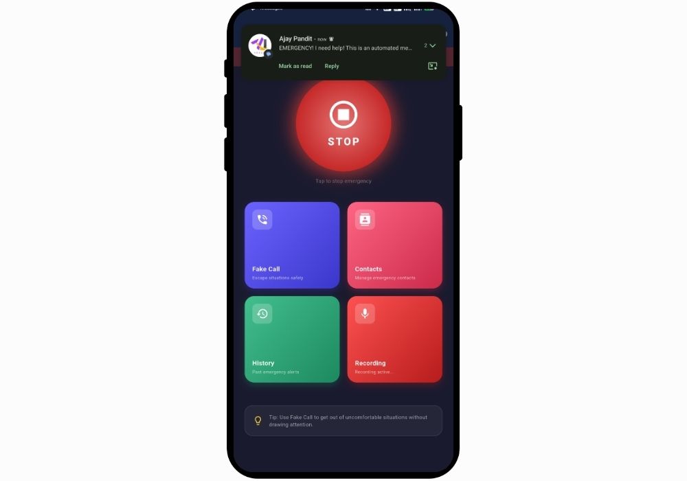 SafeHer - Women Safety SOS App with Fake Call, Audio Evidence and Live Location Sharing | Flutter Final Year Project